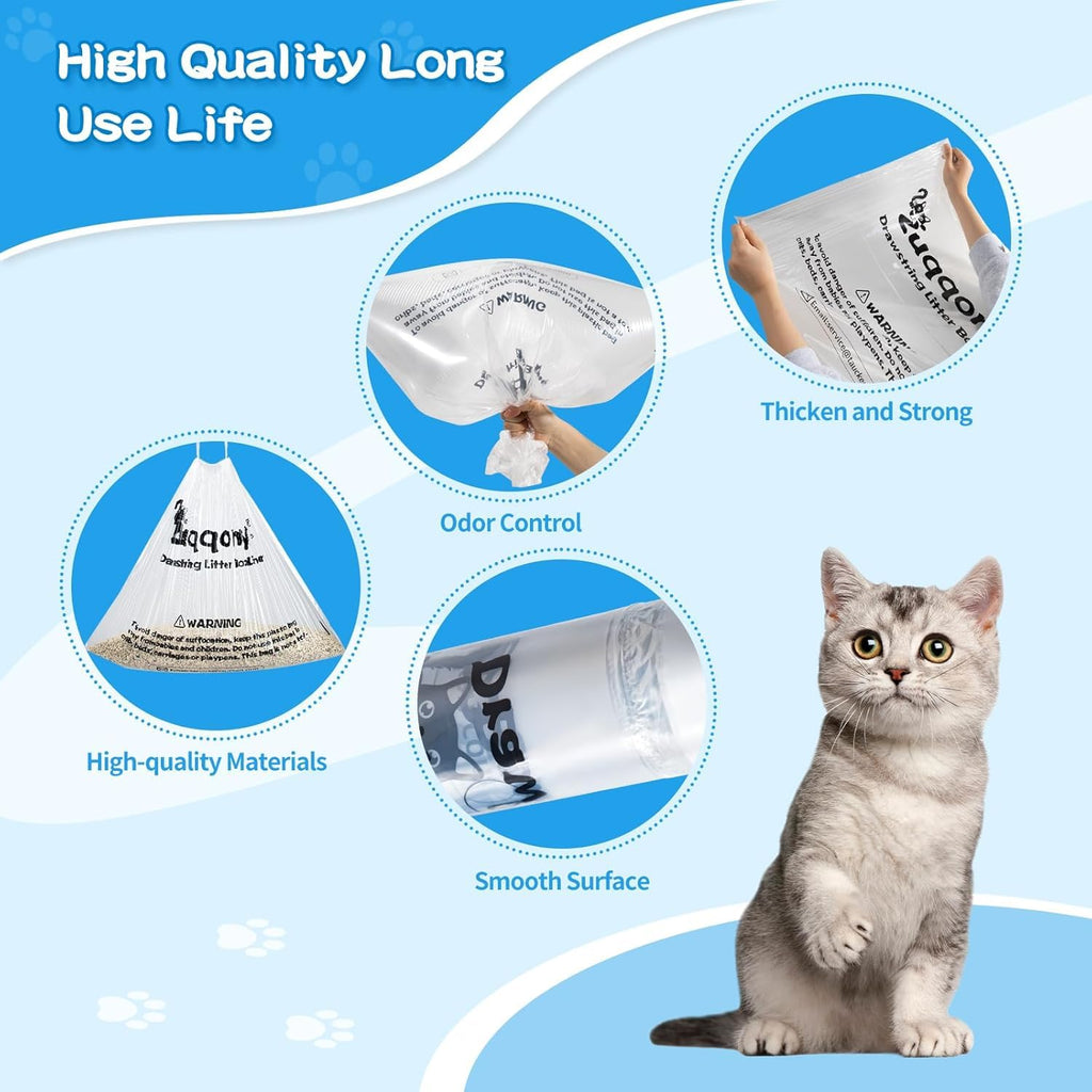 Litter Box Liners 100 Count Leak-Proof Drawstring I723