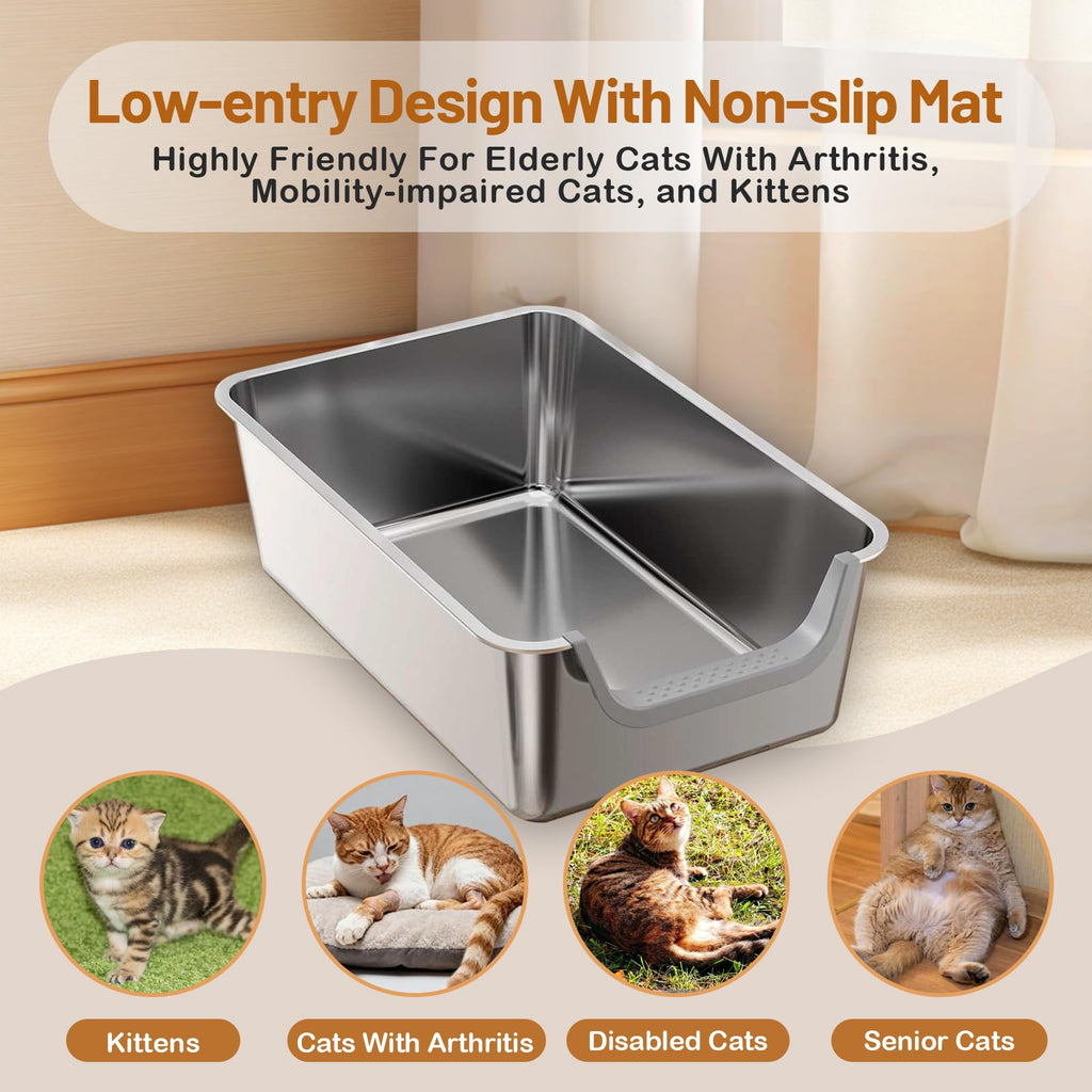 Stainless Steel Cat Litter Box with Low Entry L6514