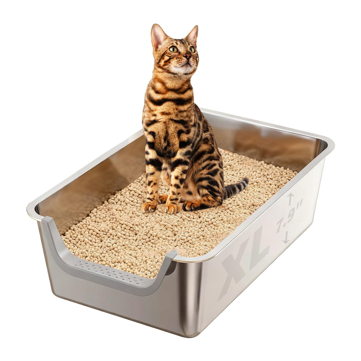 Stainless Steel Cat Litter Box with Low Entry L6514