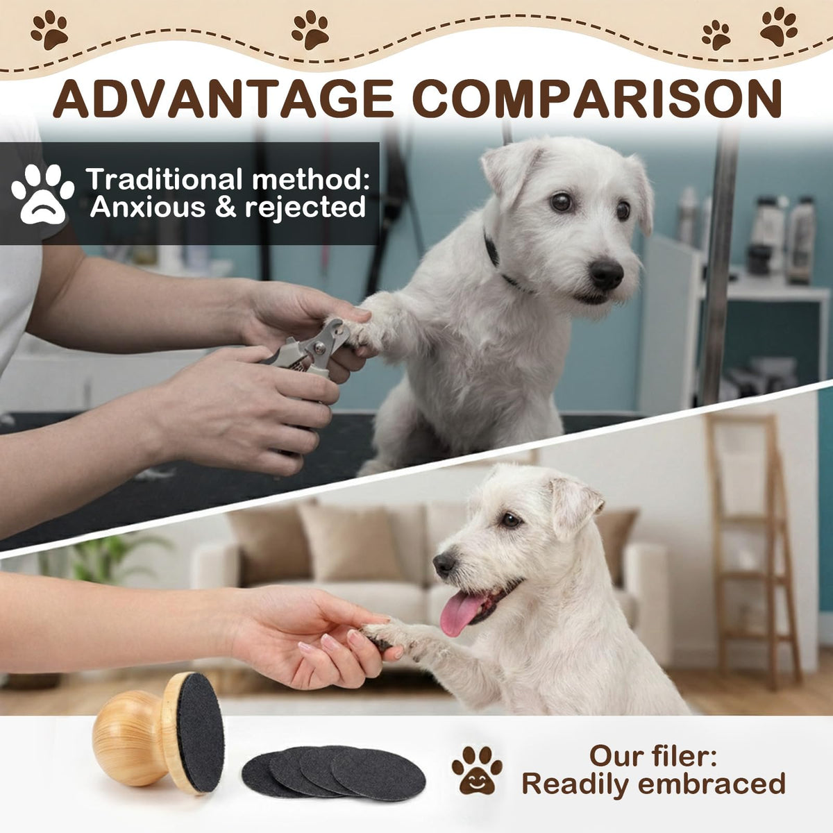 Dog Nail File Grinder Board with 4-Pack Replaceable Sandpaper Discs V907