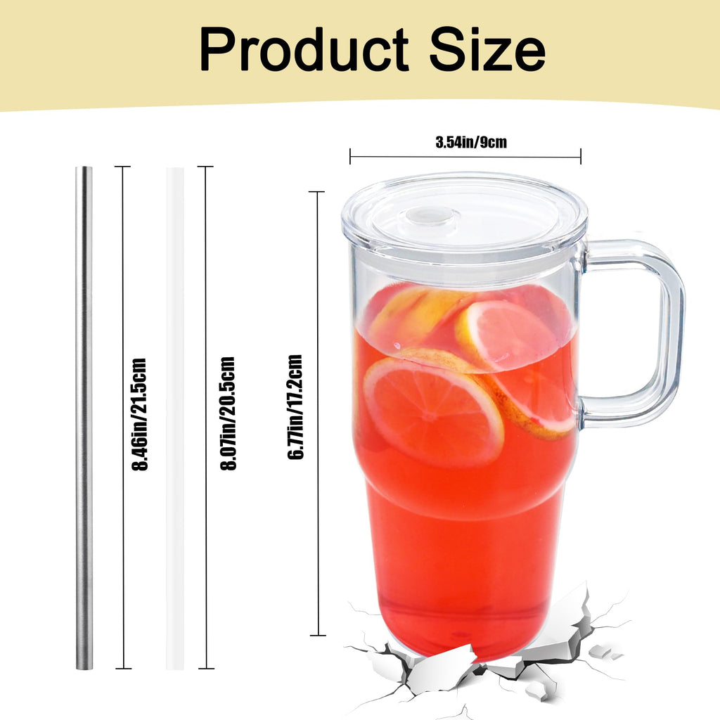 20oz 2Pack Clear Plastic Tumbler with Handle Lid and Straw T46191