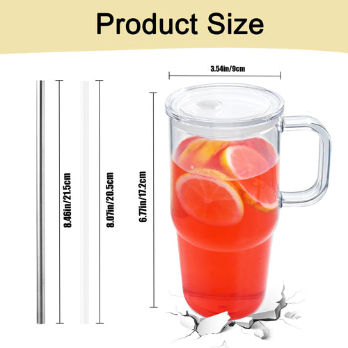 20oz 2Pack Clear Plastic Tumbler with Handle Lid and Straw T46191