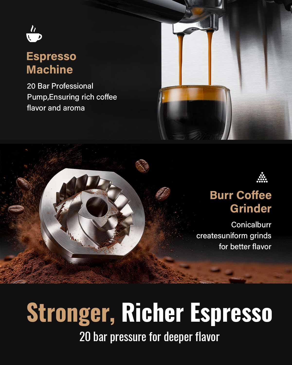 Espresso Machine with Grinder and 48 Grind Settings I27589