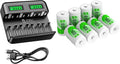 AA AAA C D Rechargeable Battery Charger with 8 PCS Batteries O245968