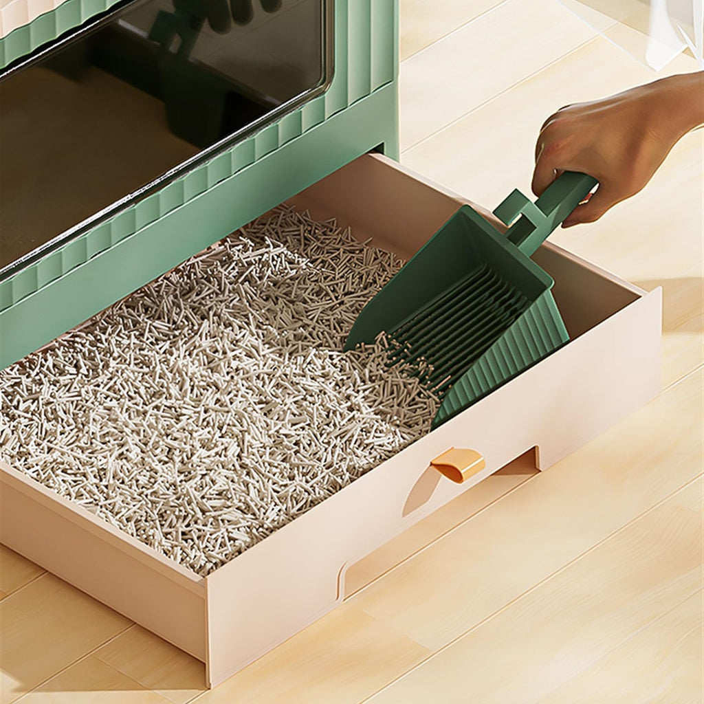 Foldable Enclosed Cat Litter Box with Lid and Scoop K538