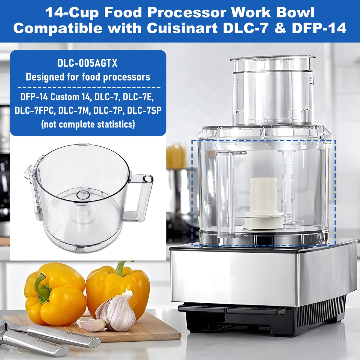 14-Cup Food Processor Working Bowl with 4 Locking Clips M1760