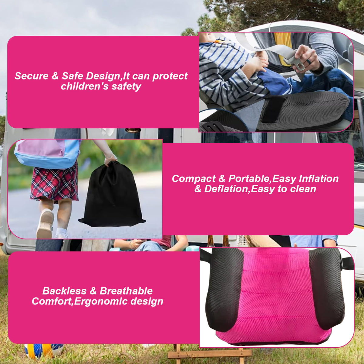 Portable Inflatable Booster Car Seat with Buckle E8775