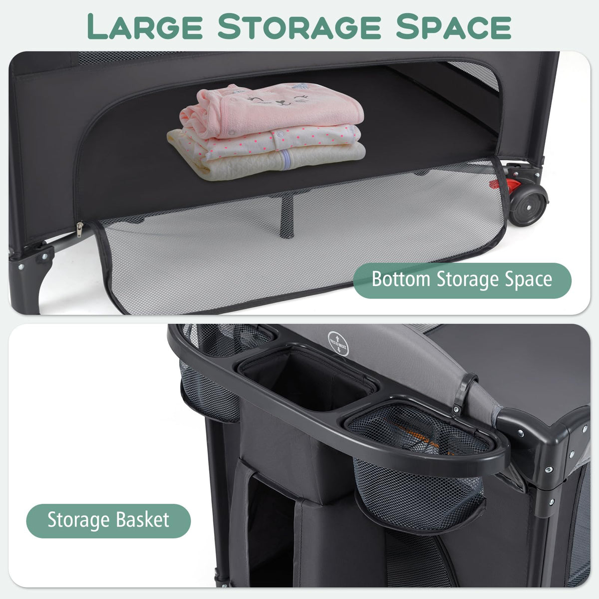 4 in 1 Pack and Play, Baby Bassinet, Bedside Sleeper, Diaper Changer S9489