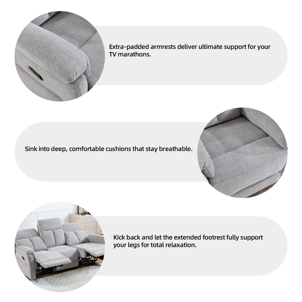 Light Gray Fabric Reclining Loveseat I70037