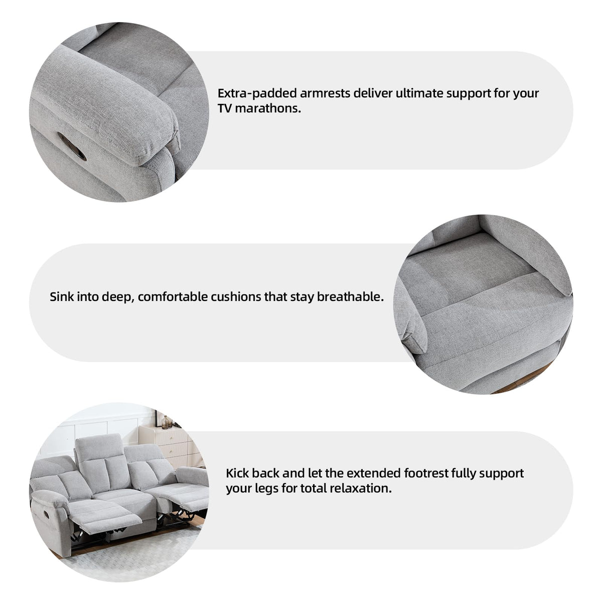 Light Gray Fabric Reclining Loveseat I70037