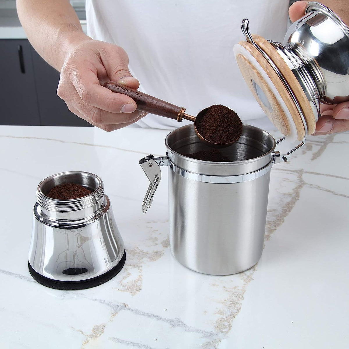 34 oz French Press and Manual Coffee Grinder with Canister U82471