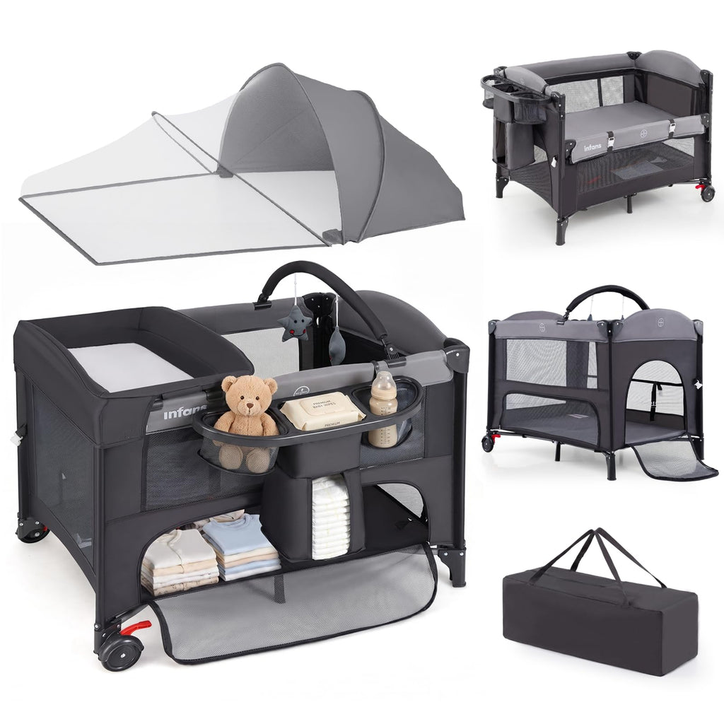 4 in 1 Pack and Play, Baby Bassinet, Bedside Sleeper, Diaper Changer S9489