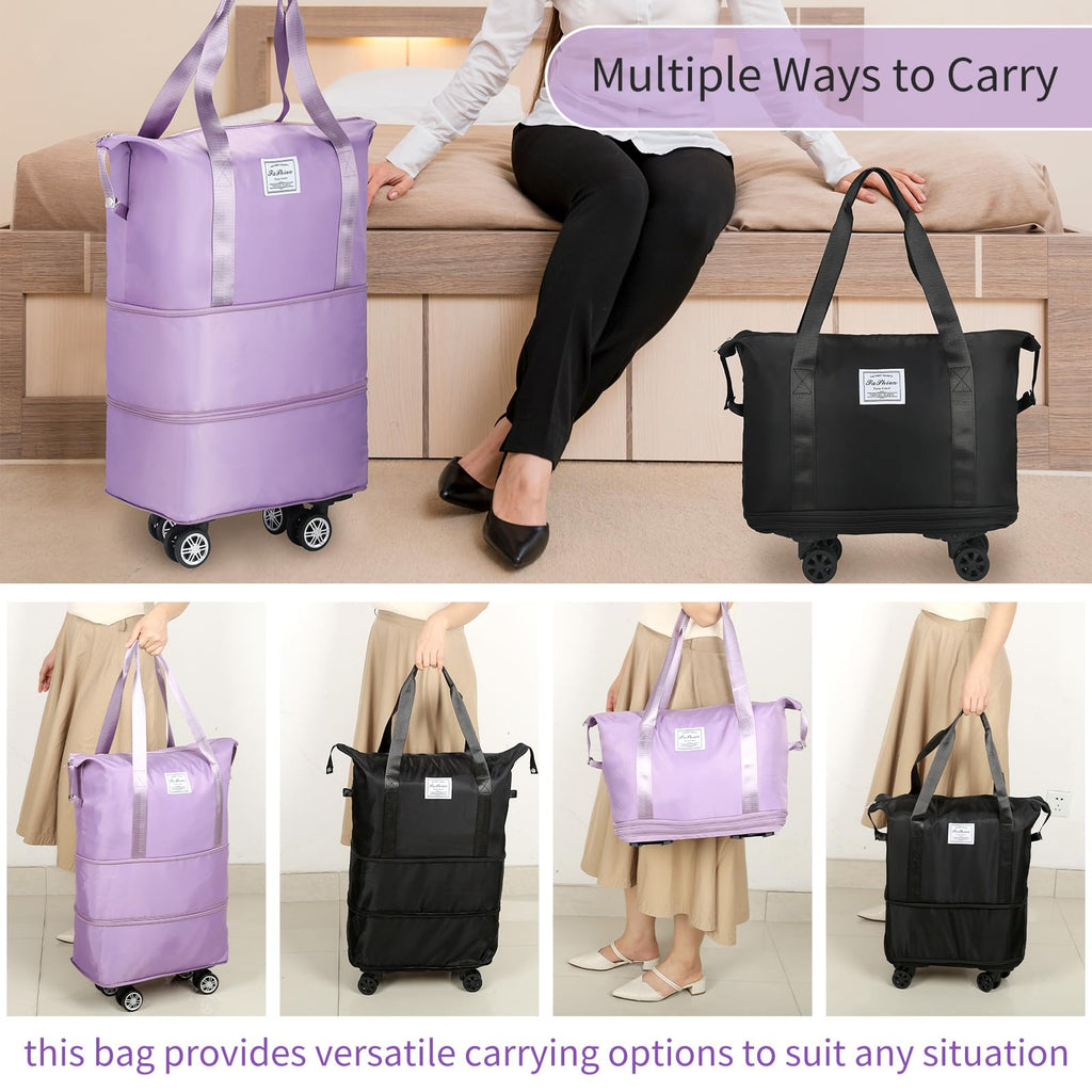 Expandable Rolling Duffle Bag with Wheels, 18L to 30L, Black B6223