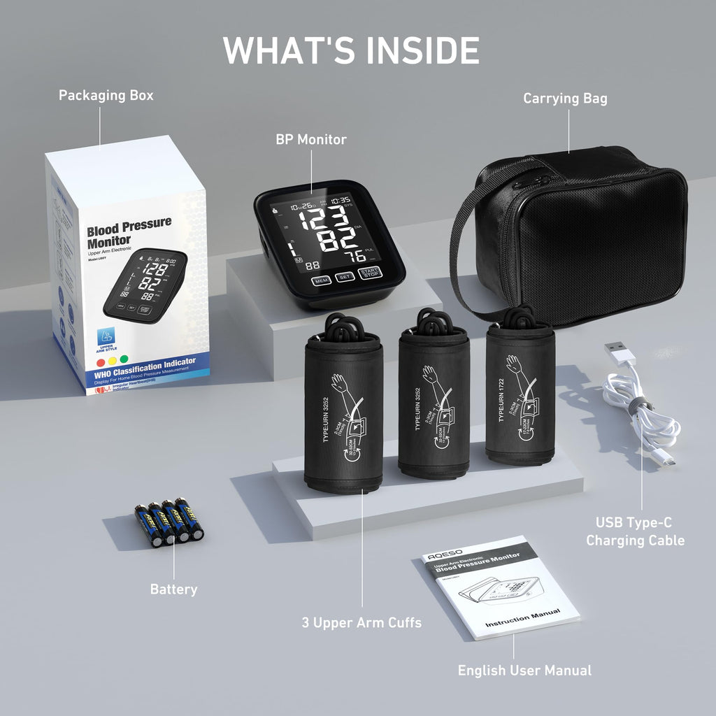Blood Pressure Machine with 3 Size Cuffs and Backlit Display A756694