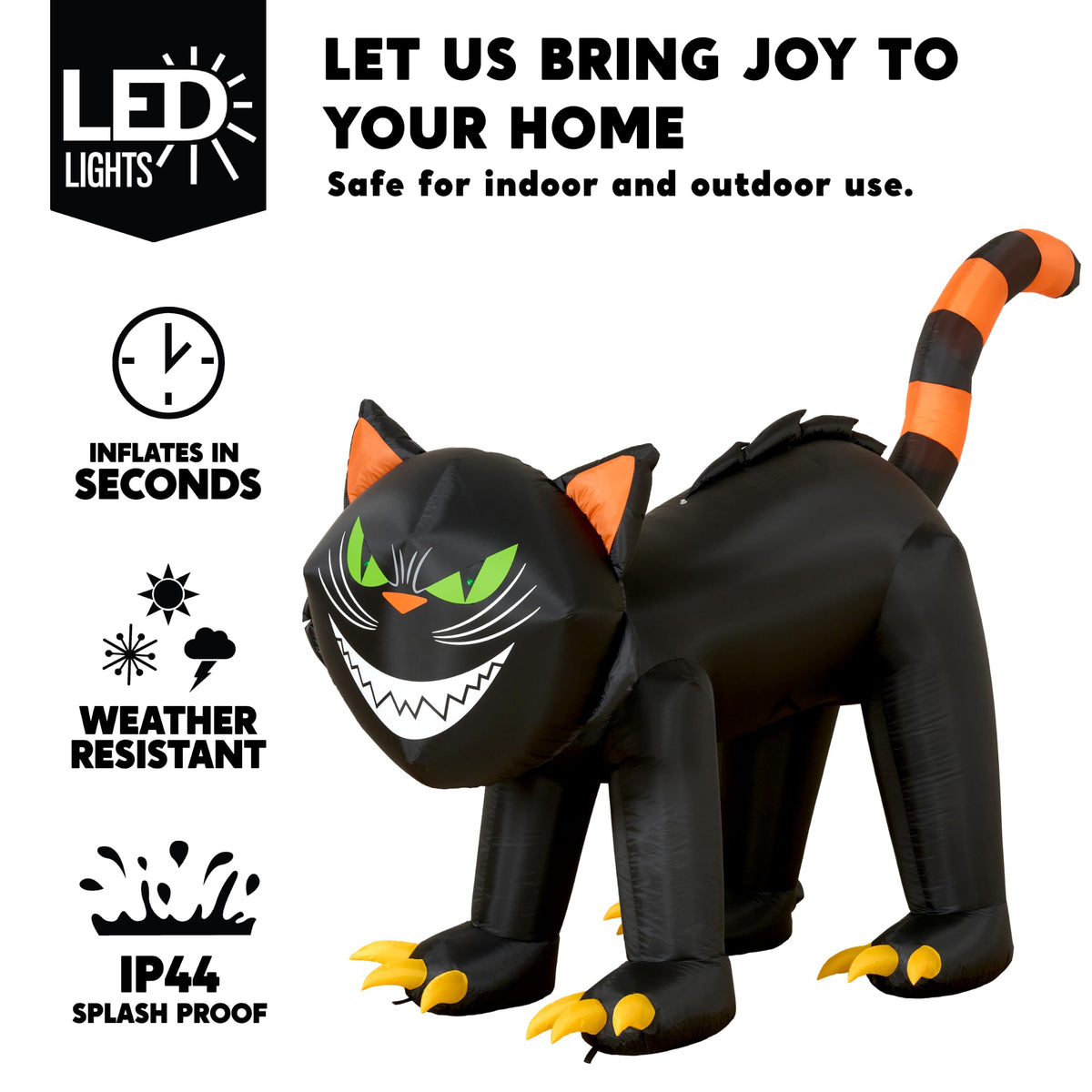 7 ft Black Cat Inflatable with LED Lights Z4926