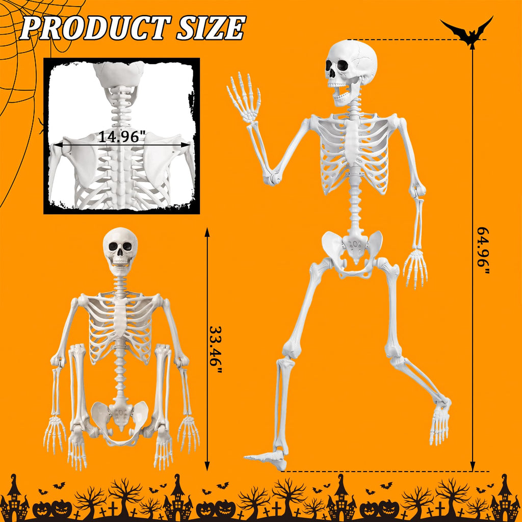 Halloween Life Size Human Skeleton with Posable Joint U42823