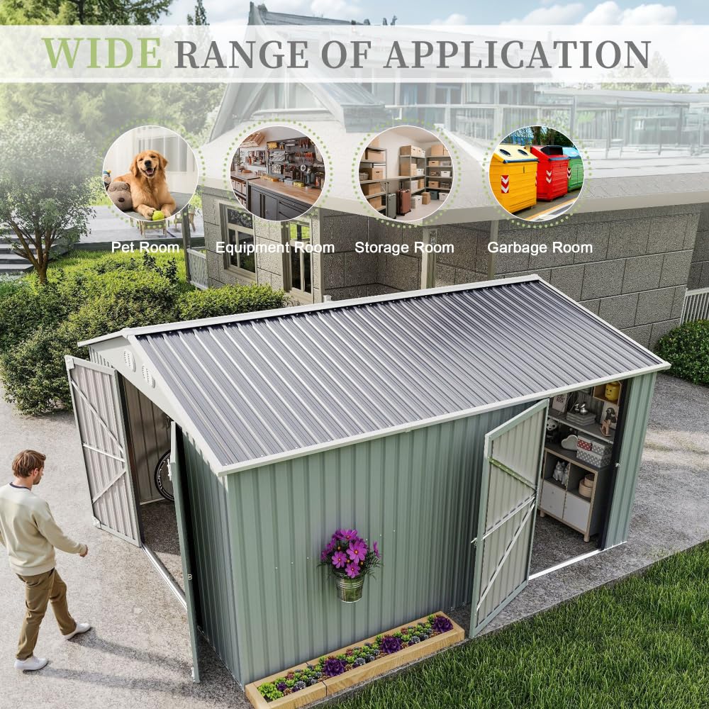 10x12 FT White Metal Storage Shed T751578