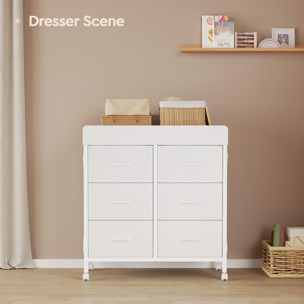 White 6 Drawer Changing Table Dresser O695418