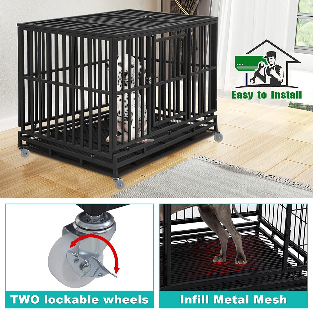 48 Inch Heavy Duty Metal Dog Crate with Double Door M97094