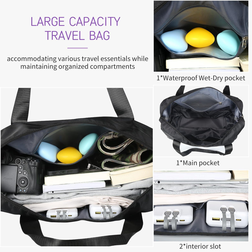 Expandable Rolling Duffle Bag with Wheels, 18L to 30L, Black B6223
