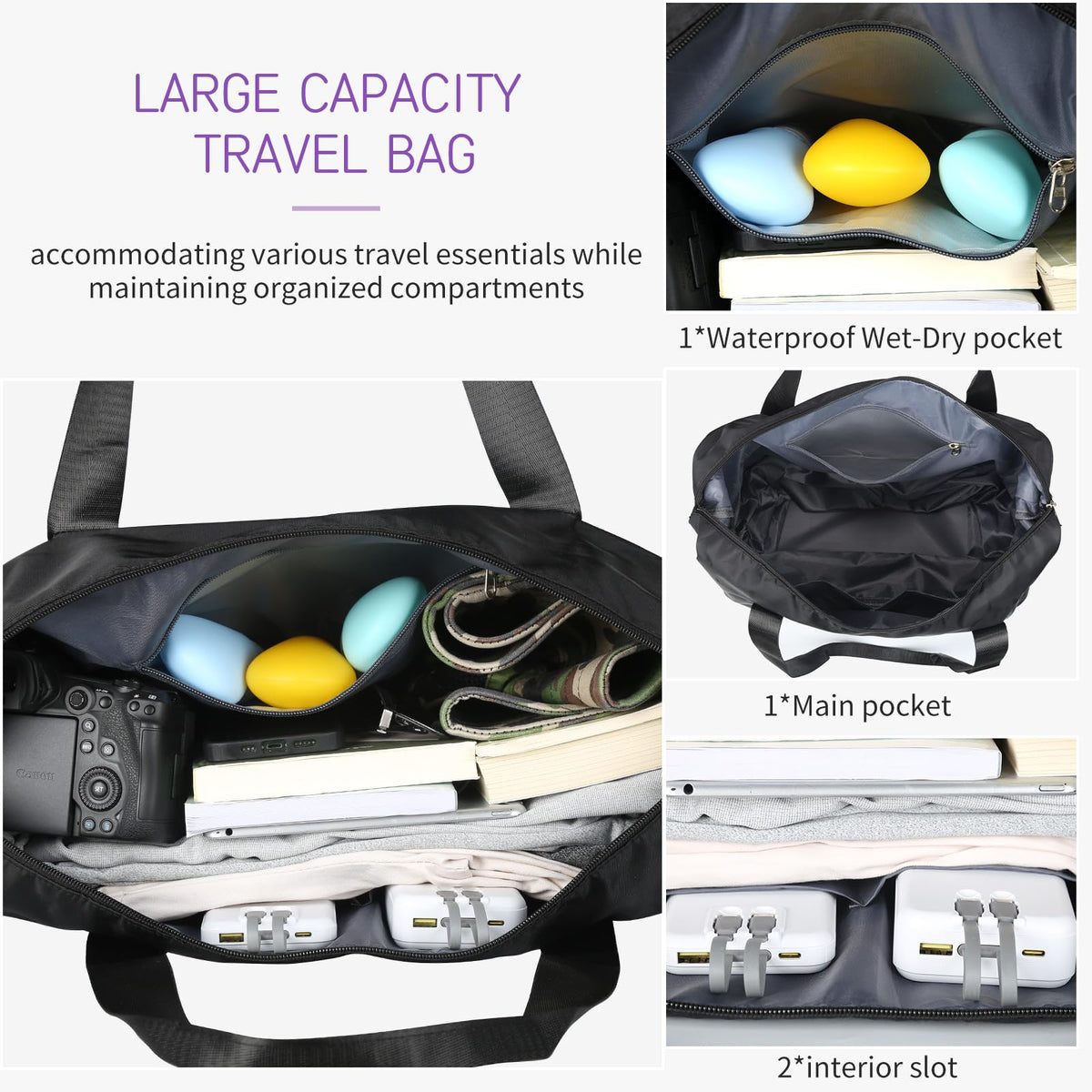 Expandable Rolling Duffle Bag with Wheels, 18L to 30L, Black B6223