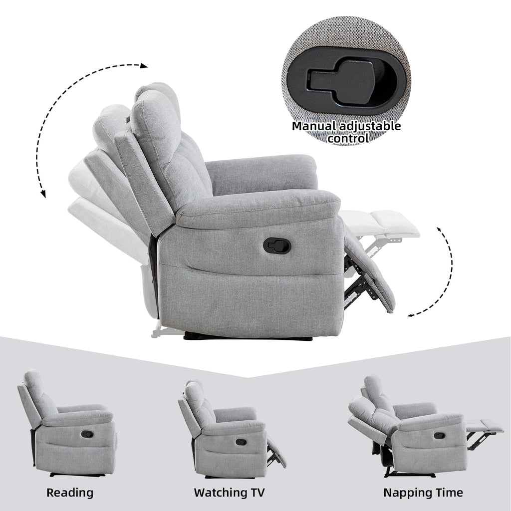 Light Gray Fabric Reclining Loveseat I70037