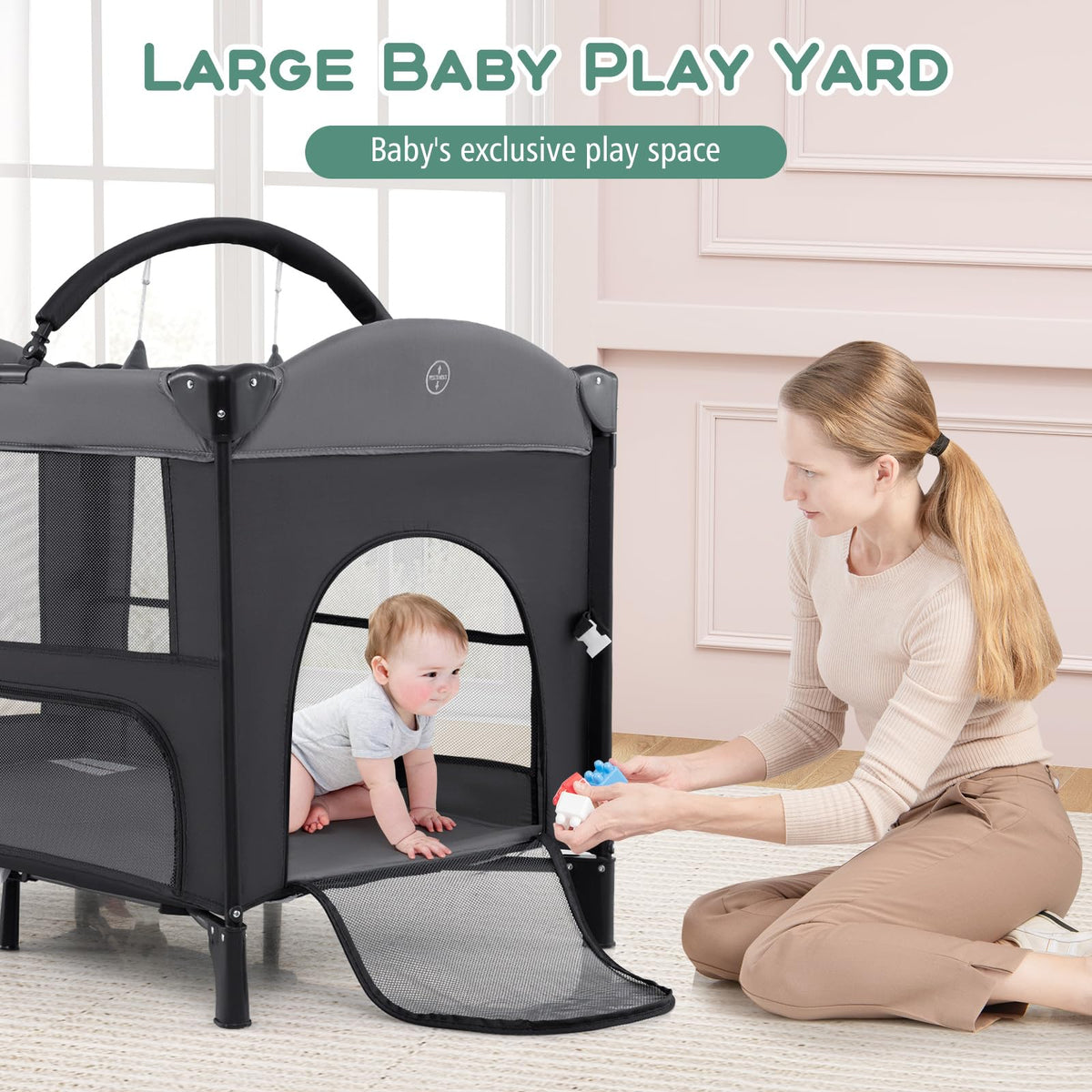 4 in 1 Pack and Play, Baby Bassinet, Bedside Sleeper, Diaper Changer S9489