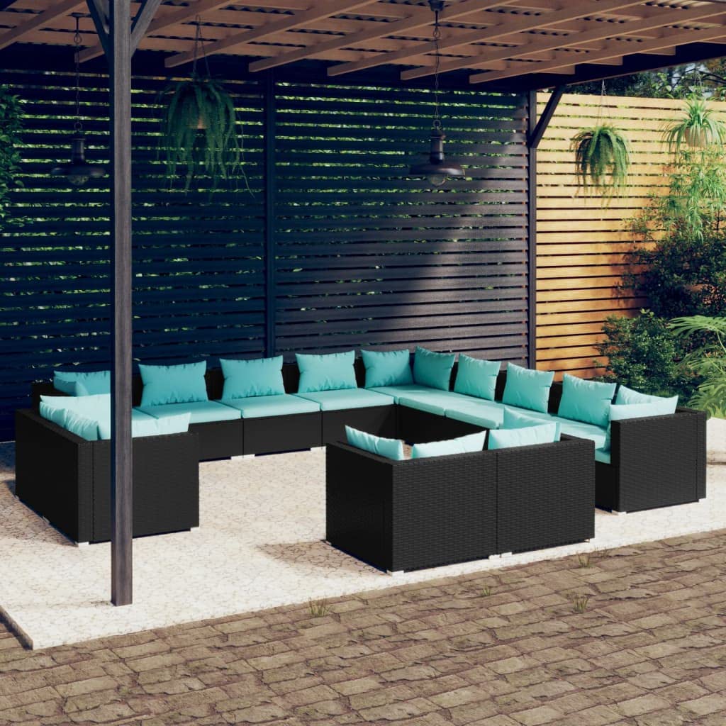 Black 13-Piece PE Rattan Outdoor Sectional Sofa V735576