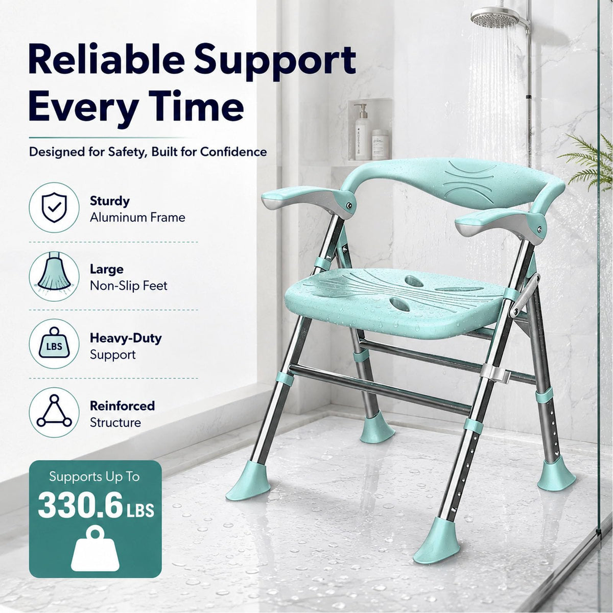 Heavy Duty Shower Chair with Arms and Back F7957