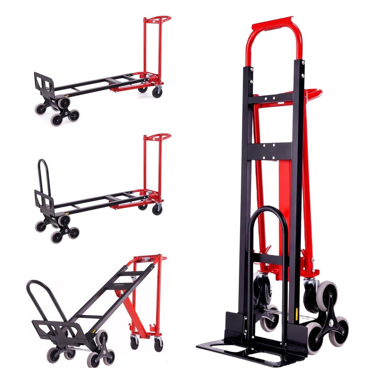 Heavy Duty 1000LBS Stair Climbing Convertible Hand Truck Cart with Solid Wheels F665721