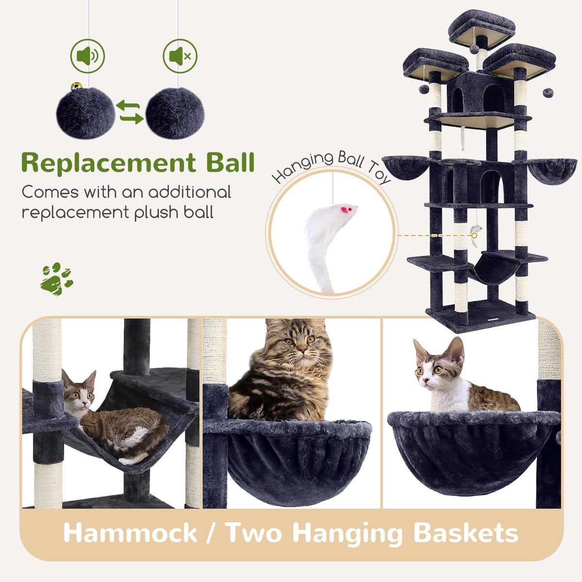 Dark Grey XXL Cat Tower E405