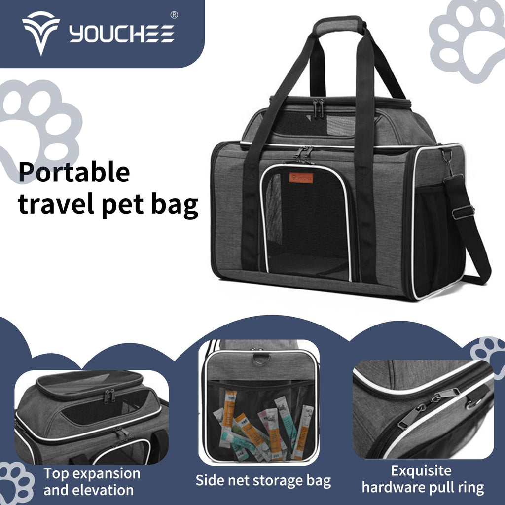 19" Large Soft-Sided Pet Carrier with Mesh, Grey A351