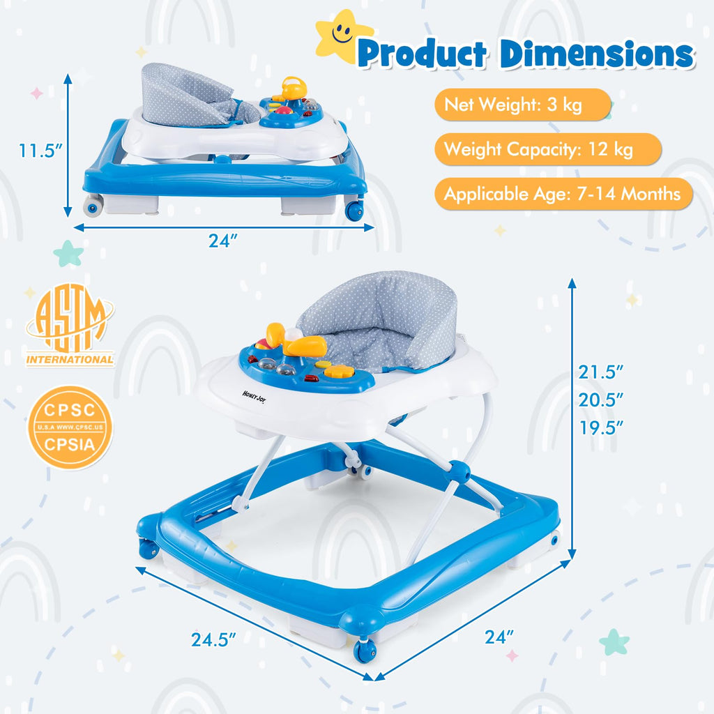Blue 5 in 1 Foldable Baby Walker with Wheels J9262