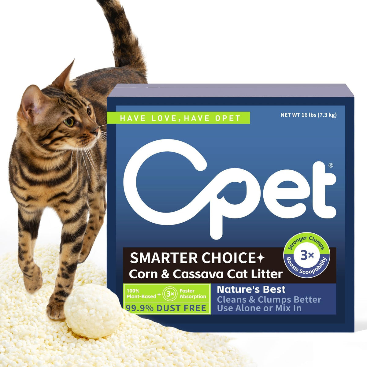 Cassava Cat Litter, Quick Clumping Plant-Based Pellets, Low Dust, 16 lb J223