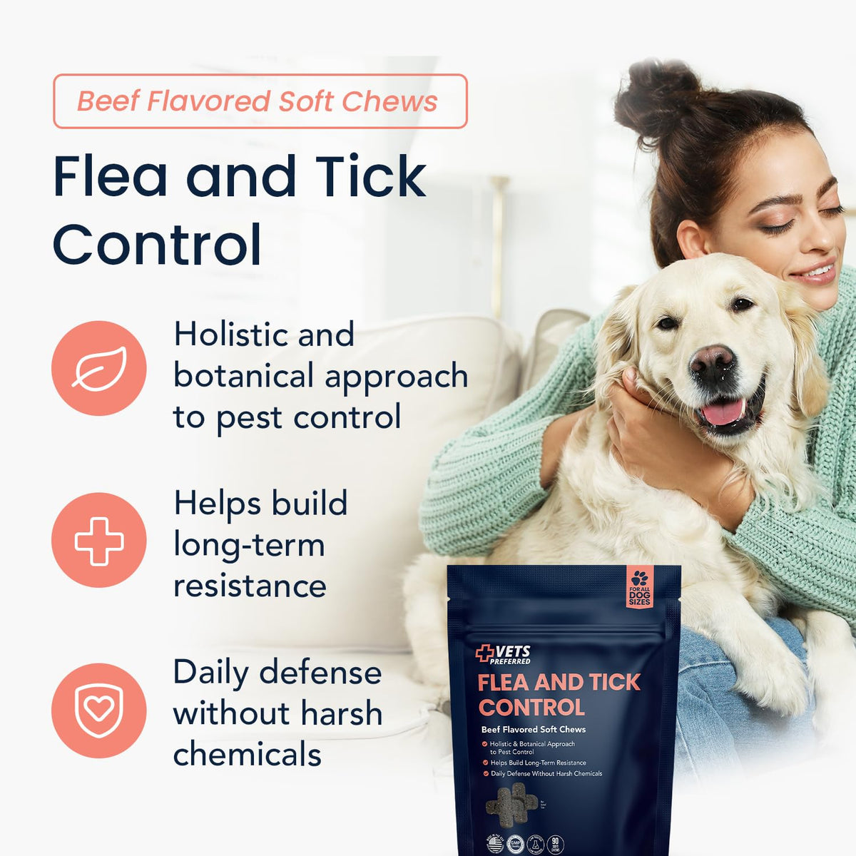 Chewable Flea and Tick Prevention for Dogs 90 Ct D756153
