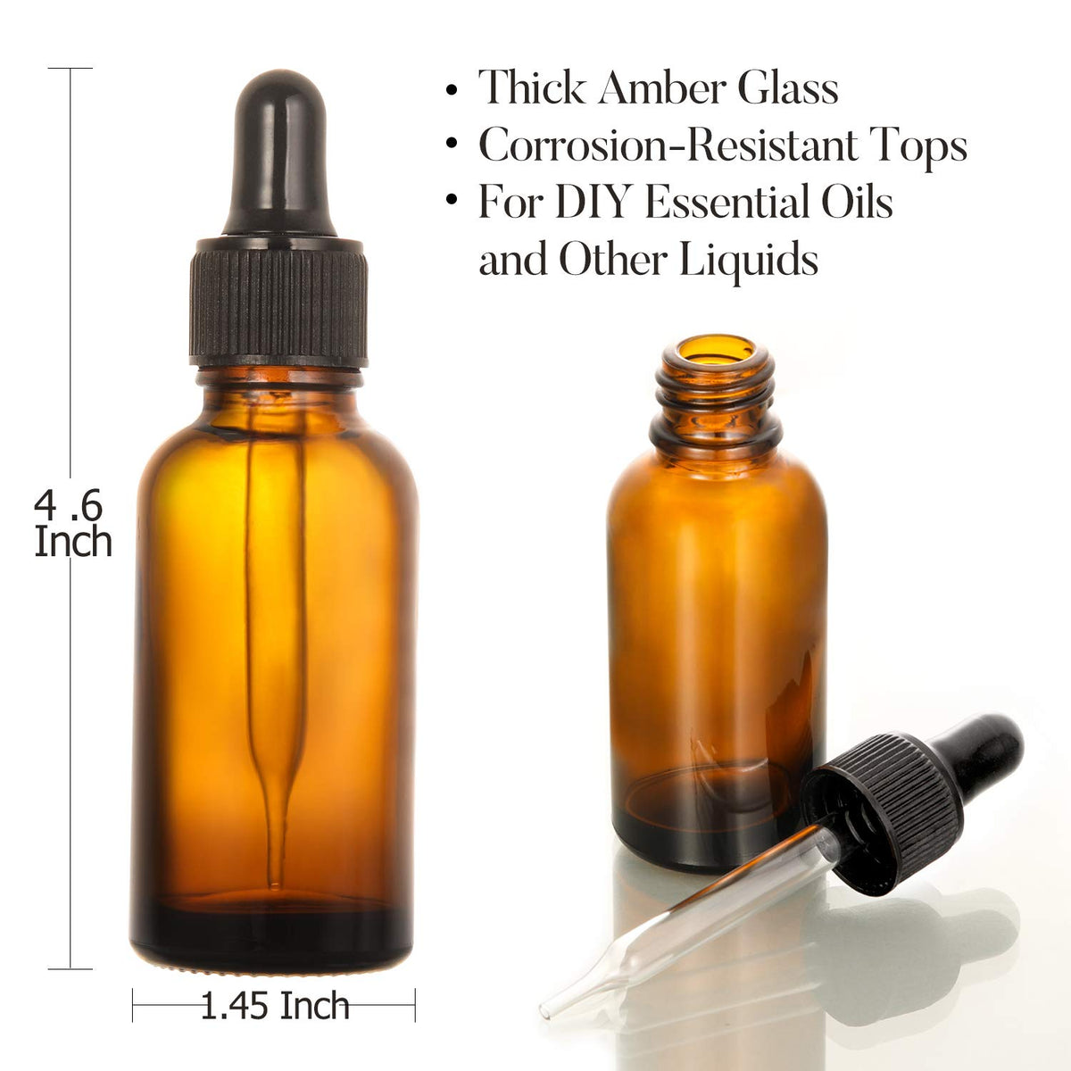 2 oz Amber Glass Dropper Bottle with Funnels F6358