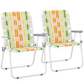 Oversize Webbed Folding Lawn Chair Set of 2 Yellow & Green Y436246