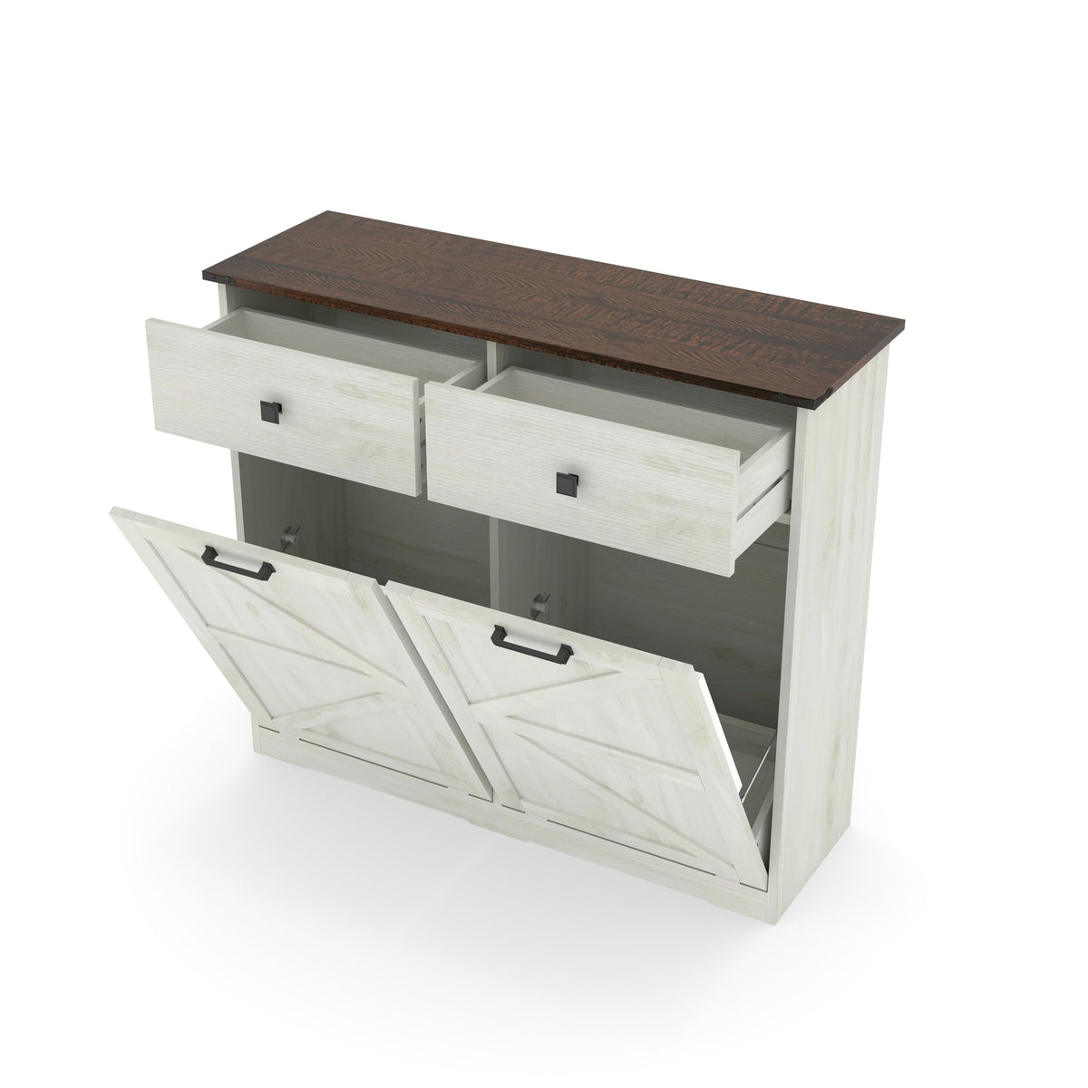 20 Gallon Double Tilt Out Laundry Hamper Cabinet with Drawers I922903