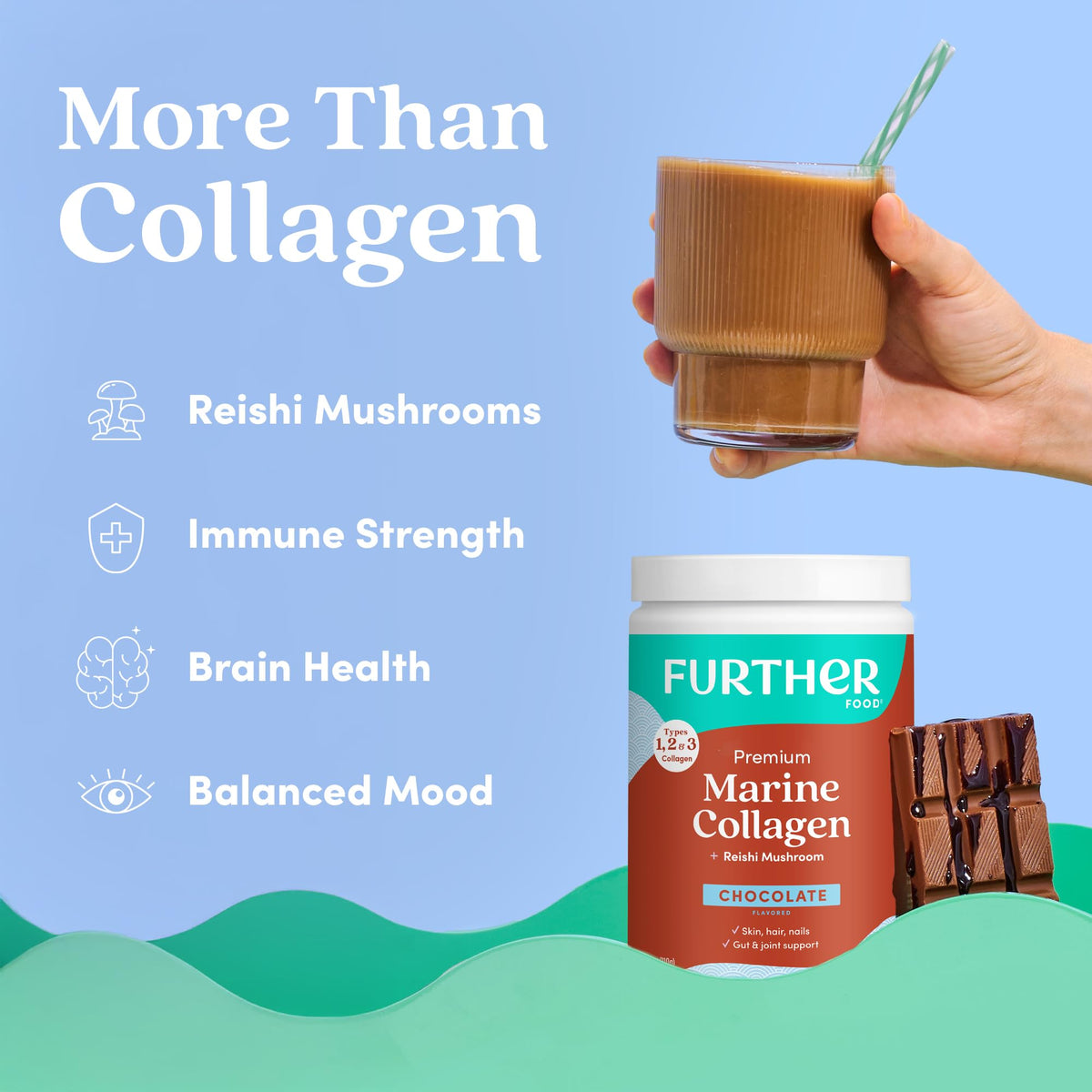Chocolate Marine Collagen Peptides Powder, 7.41 Oz H17883
