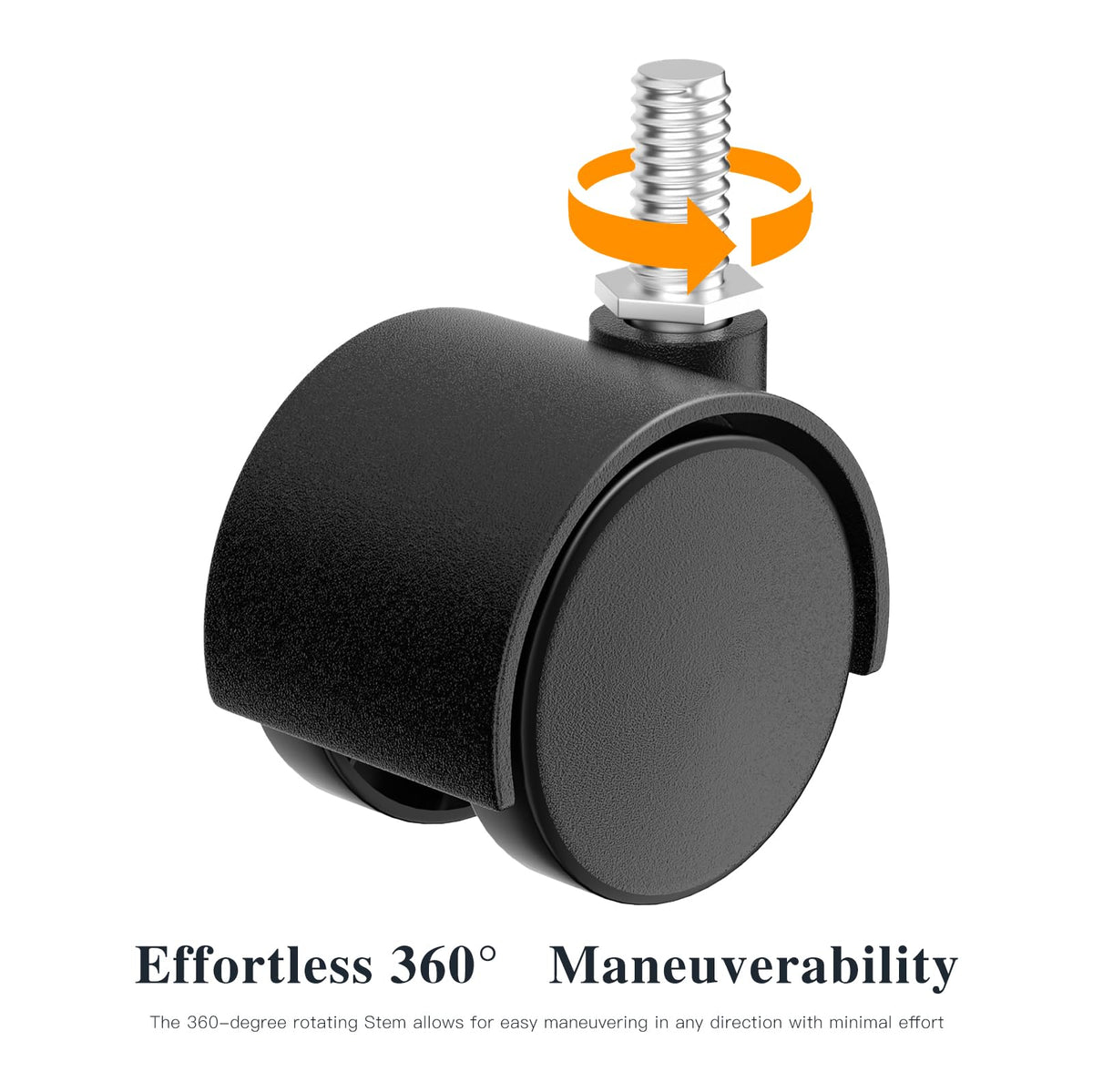 2 Inch Black Swivel Stem Casters Set of 4 H77013