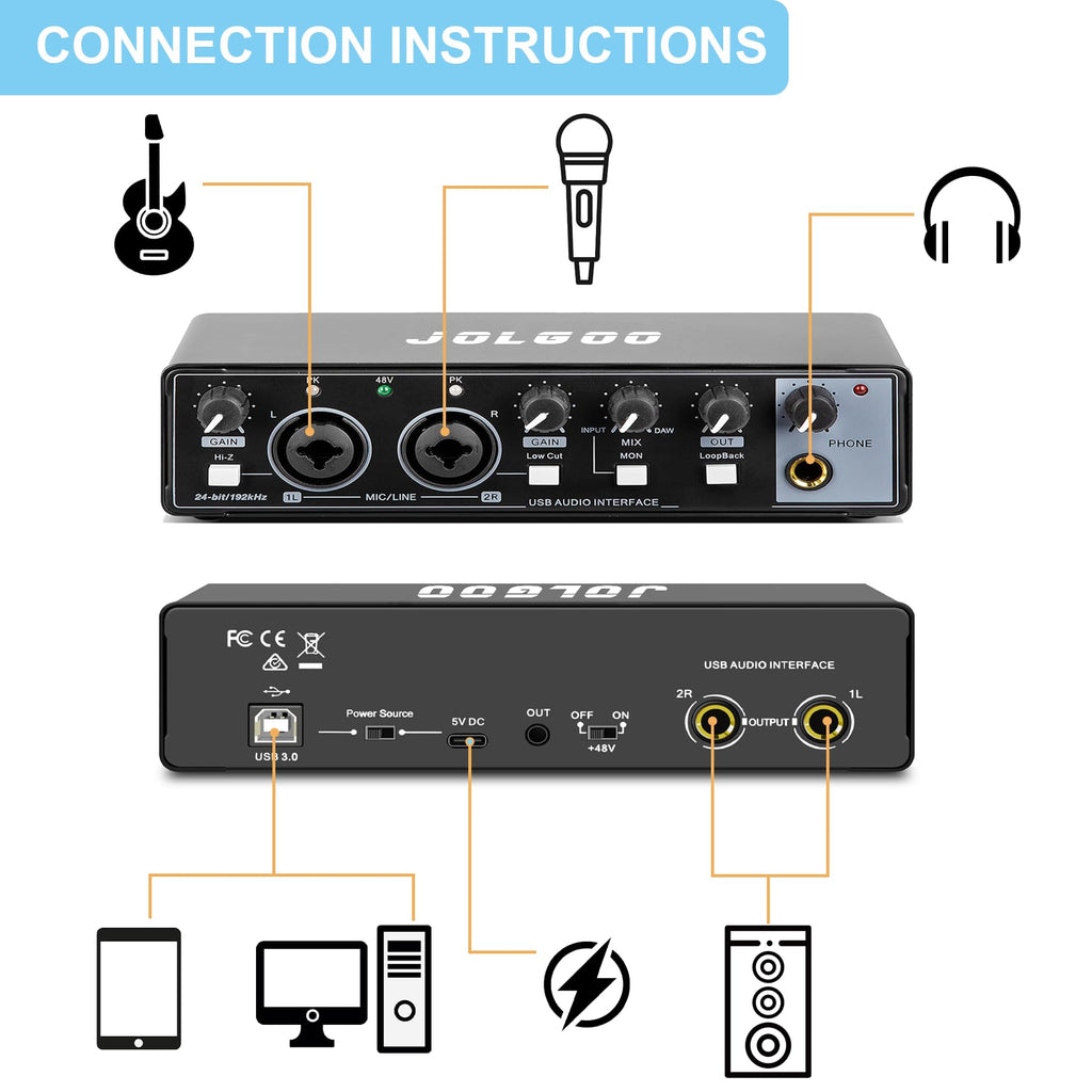 2x2 USB Audio Interface, 24-Bit/192kHz L509237