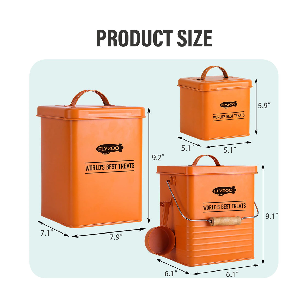 Metal Dog Food Containers with Lids and Spoon, 3 Set W569