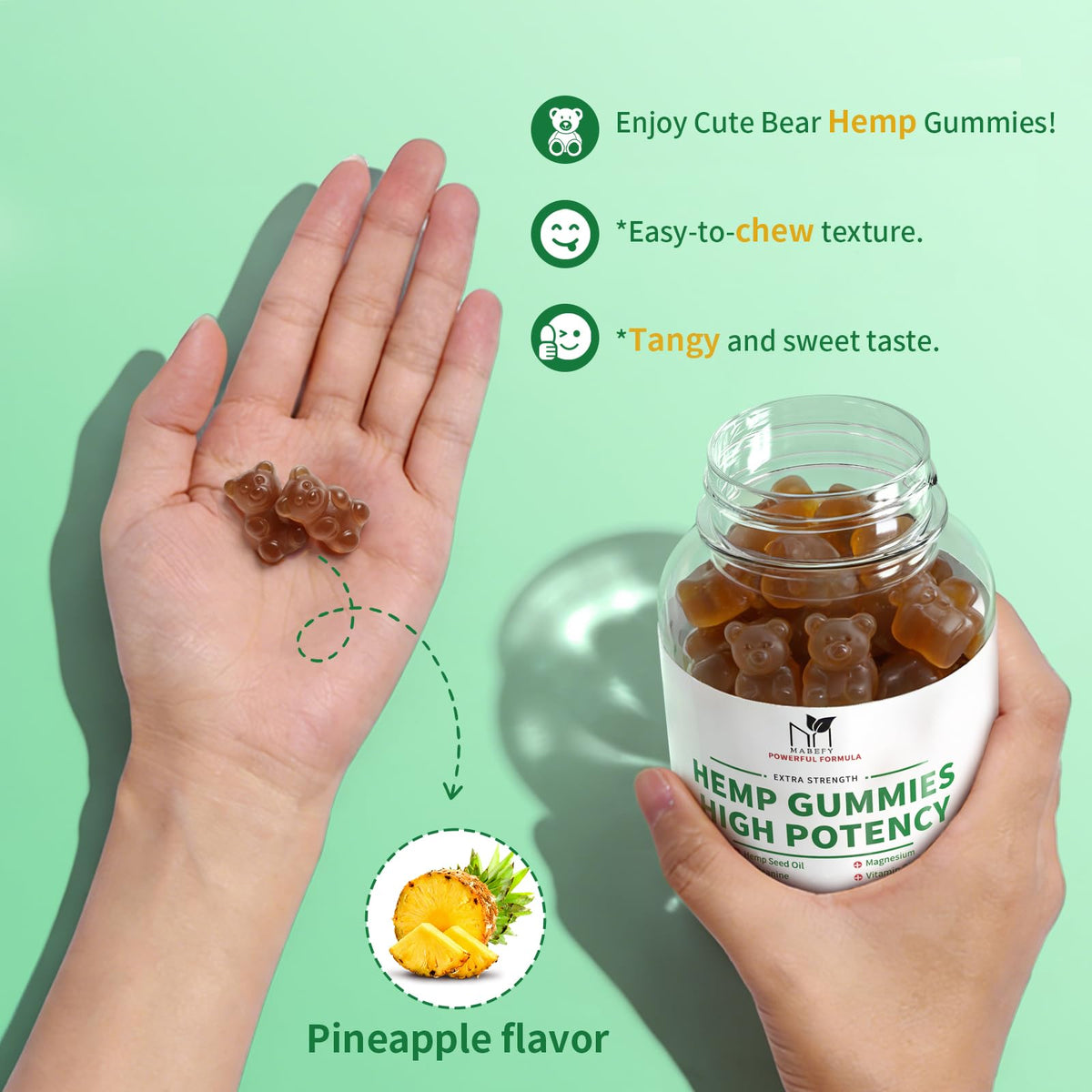 Hemp Gummies 60 Bears Pineapple Flavor Z9204