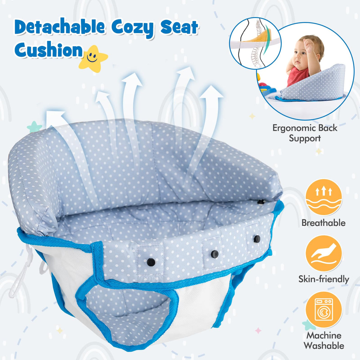 Blue 5 in 1 Foldable Baby Walker with Wheels J9262
