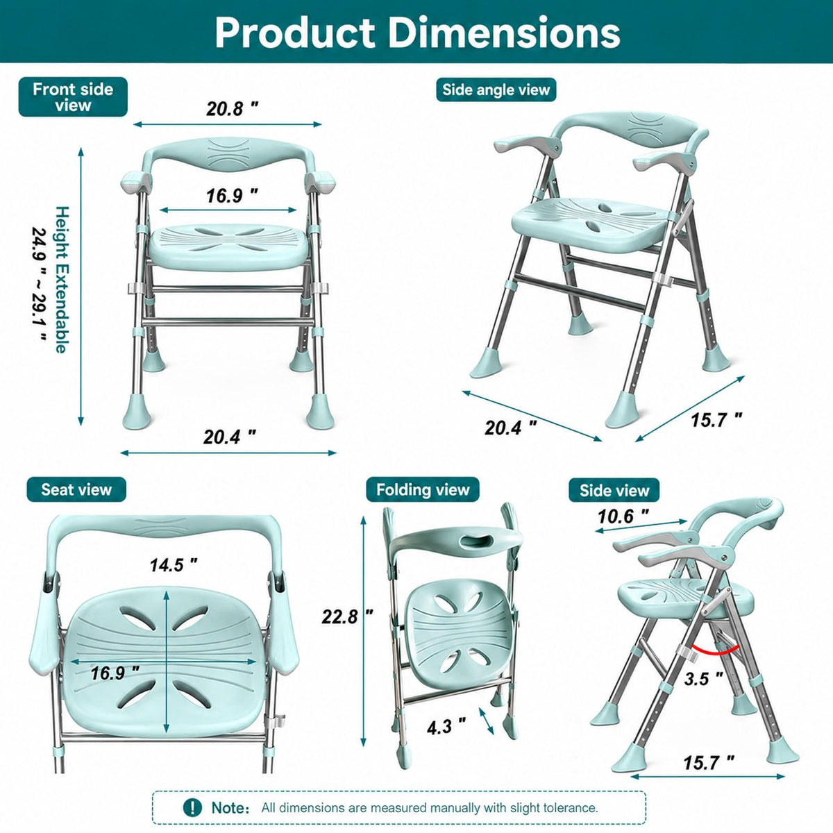 Heavy Duty Shower Chair with Arms and Back F7957