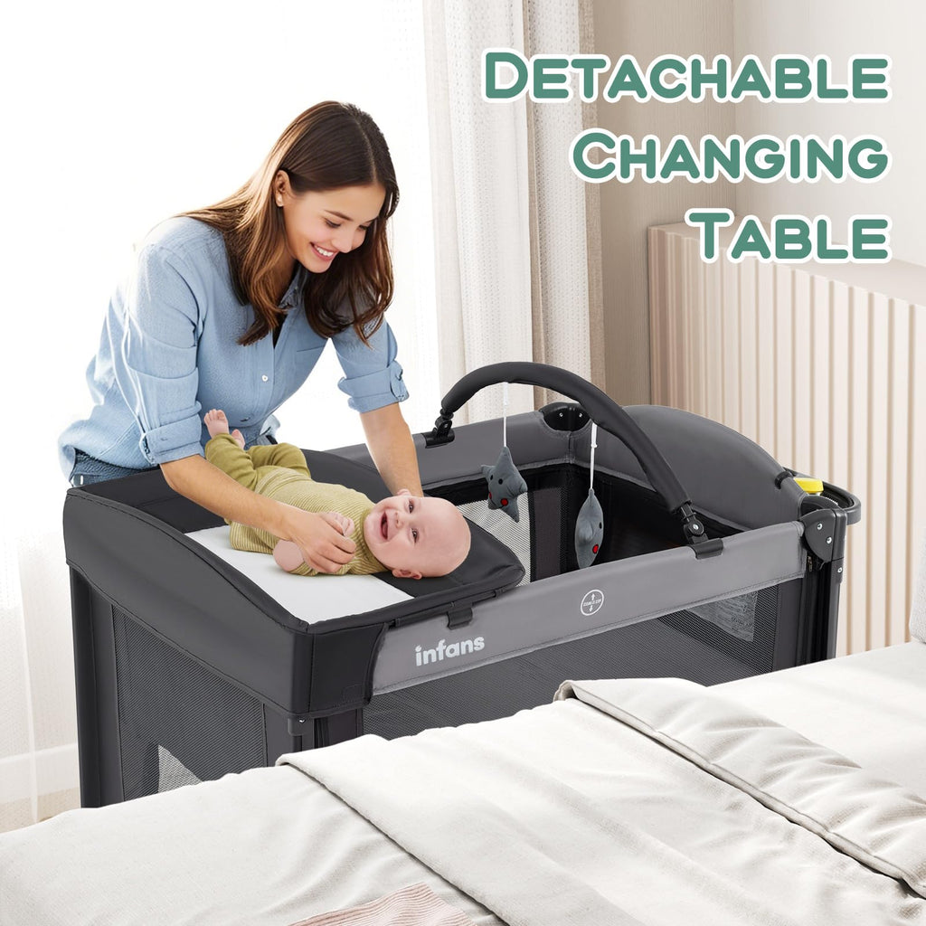 4 in 1 Pack and Play, Baby Bassinet, Bedside Sleeper, Diaper Changer S9489