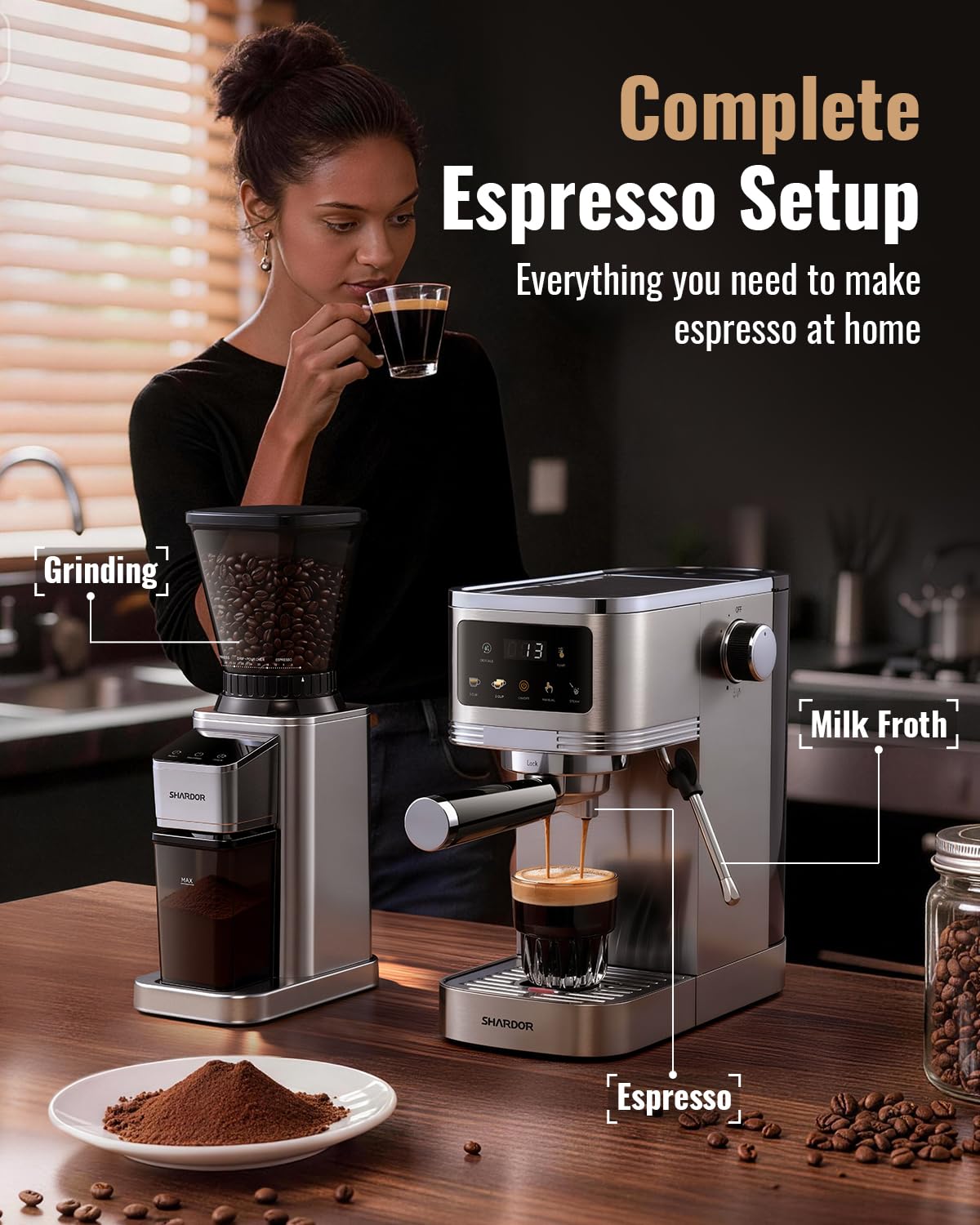 Espresso Machine with Grinder and 48 Grind Settings I27589