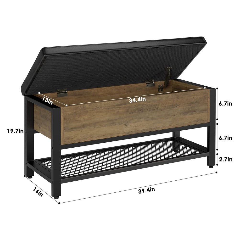 40" W Storage Bench with Cushion Z598264