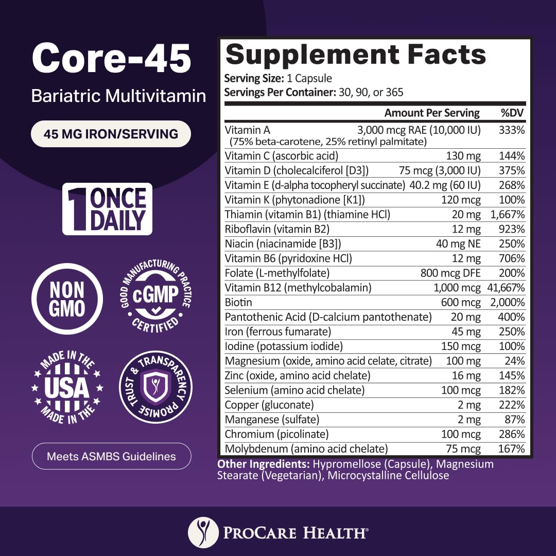 Bariatric Multivitamin 45mg Iron Capsule 30ct D599342