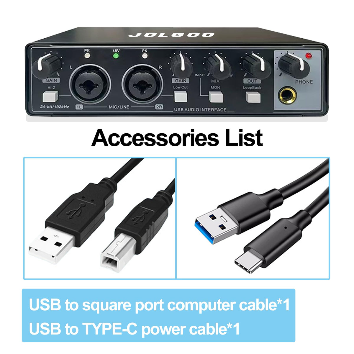 2x2 USB Audio Interface, 24-Bit/192kHz L509237